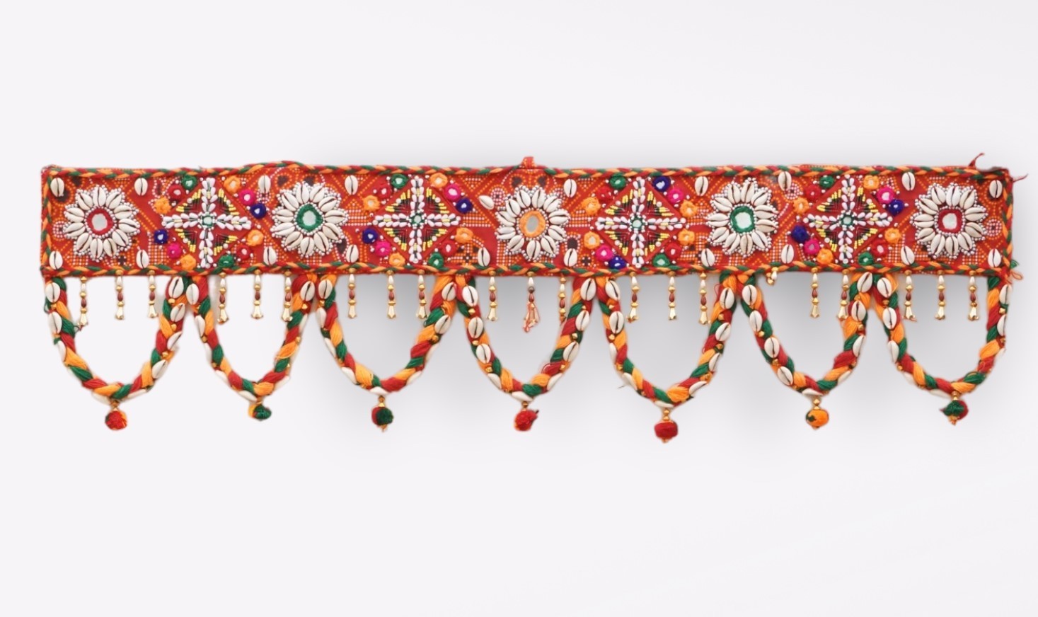 Beautiful Red Multi Pearl Beads Gujrati Bhandhanwar ( Length : 36 Inch )