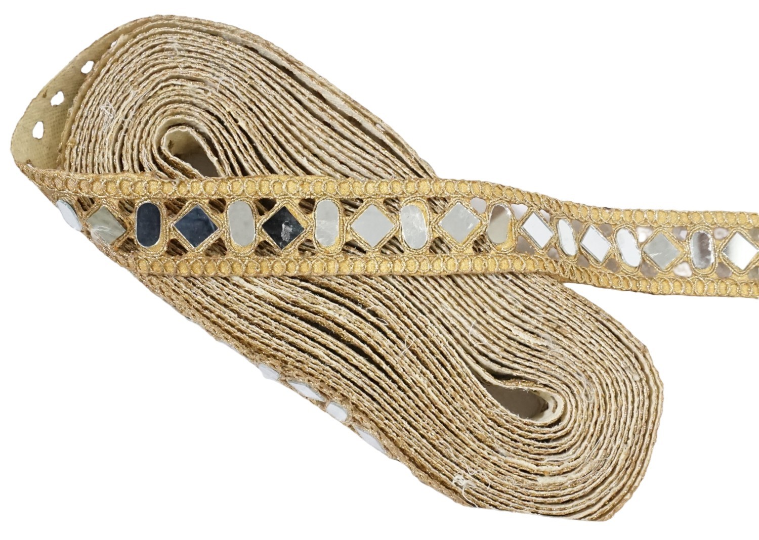 Golden Mirror Embroidery Work 9 Meter Roll Lace