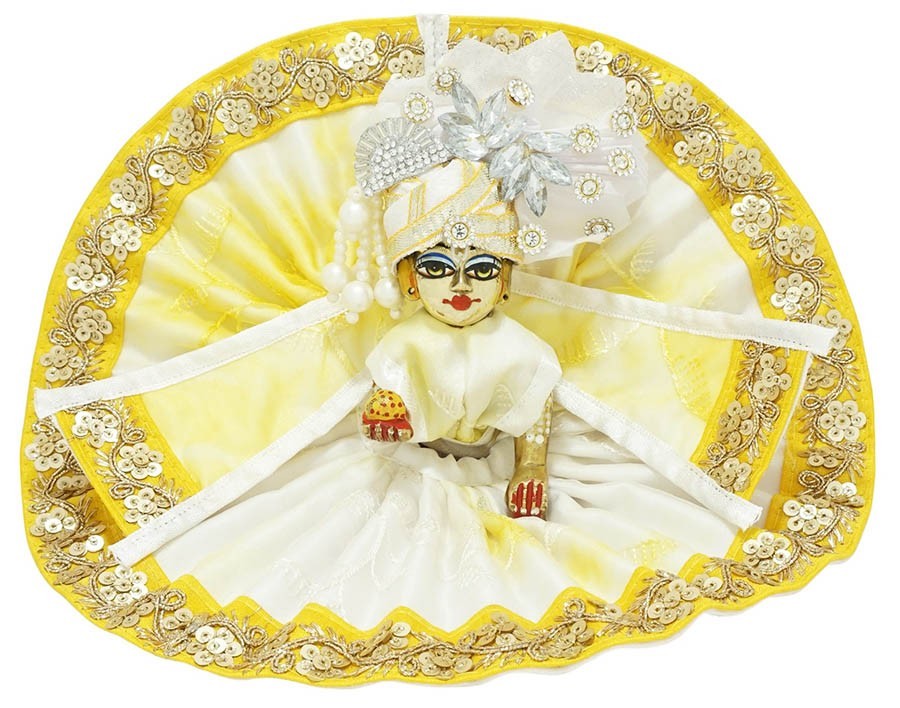 Laddu Gopal Yellow Embroidery Lace Work 3-Piece Dress