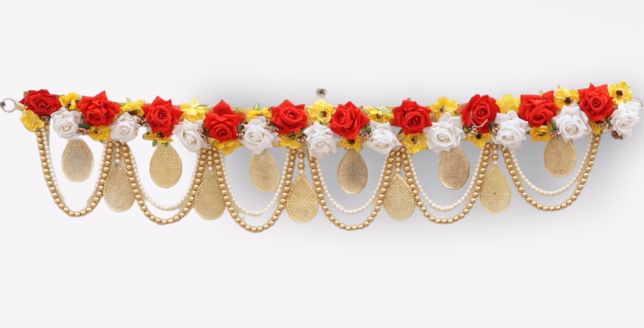 Beautiful Multi Flower Pearl Beads Bhandhanwar ( Length : 36 Inch )